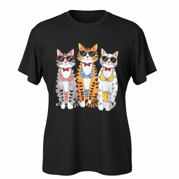 Tops - Cat BLING Graphic Tee with Red Accents women’s size large XL stretchy new